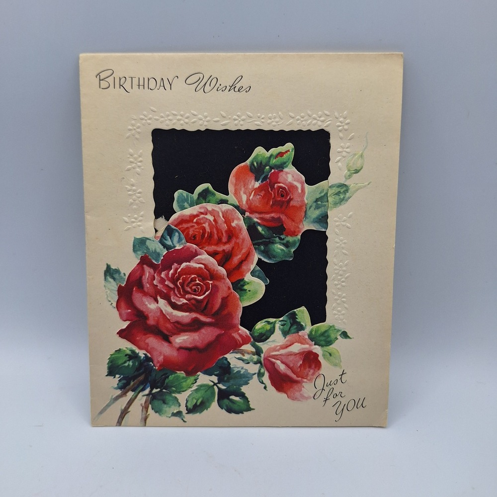 Vintage Doehla Fine Arts Birthday Wishes Pop Up‎ Card Red Roses Just For You